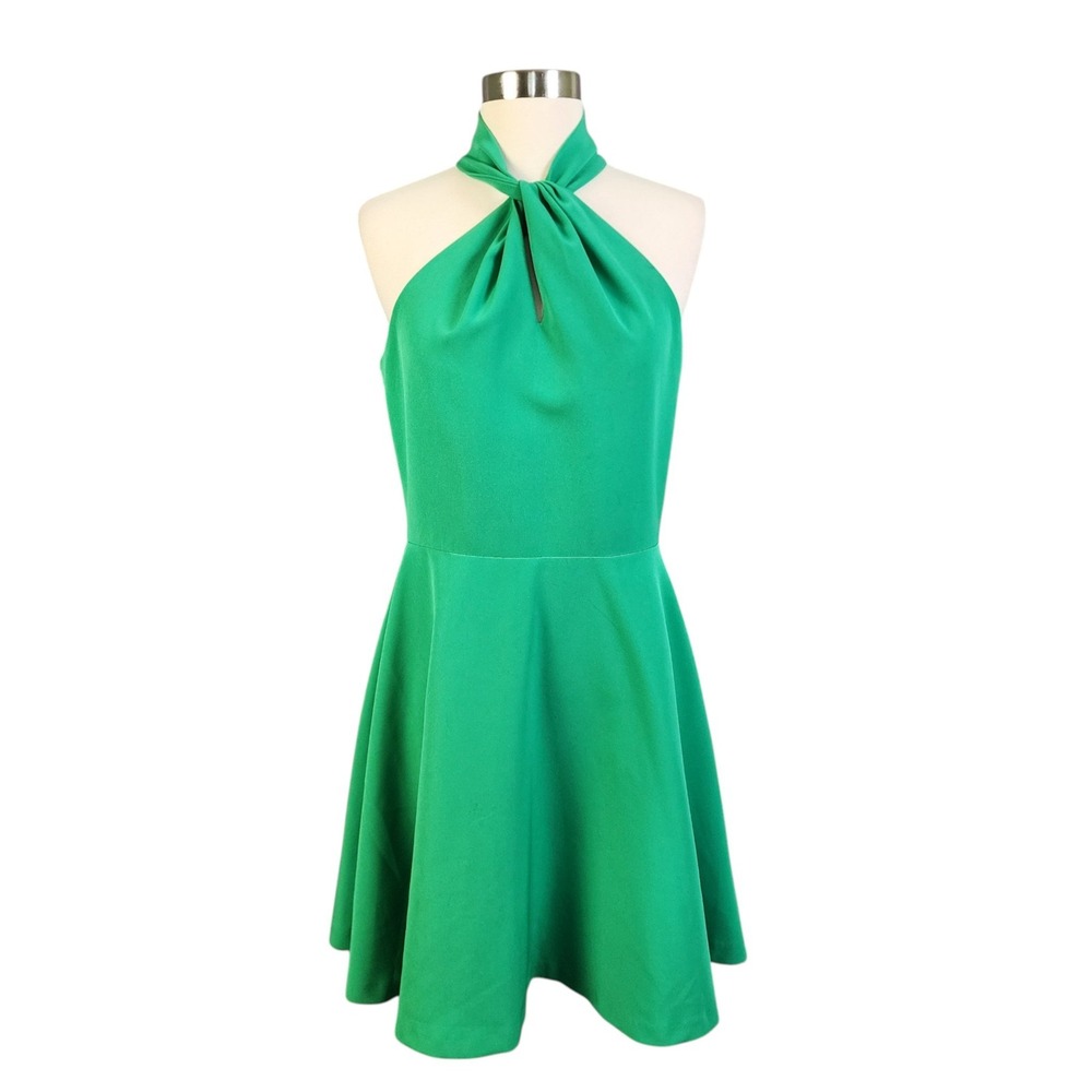 Alex Marie Womens Rayla Halter Dress Size 8 Green Fit‎ and Flare Twist Neck